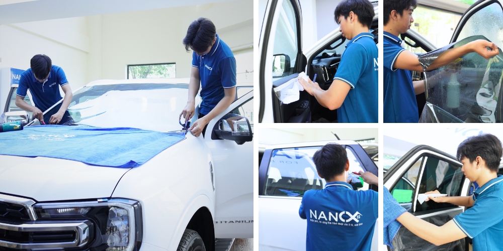 Hình ảnh thi công thực tế gói phim cách nhiệt ô tô 4, 5 chỗ AMC Standard 