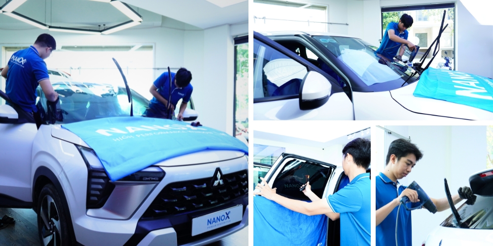 Hình ảnh thi công thực tế gói phim cách nhiệt ô tô 4, 5 chỗ AMC Premium
