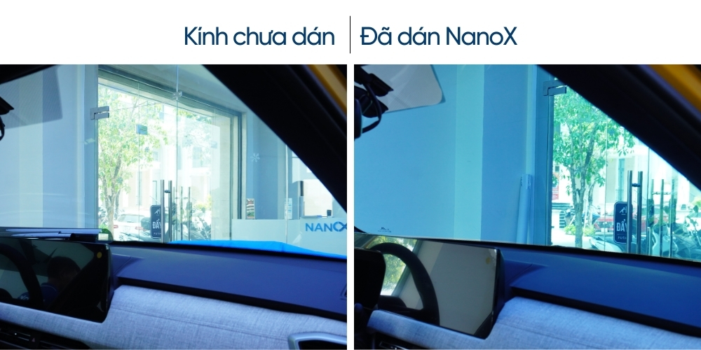 Hình ảnh dán phim cách nhiệt kính lái thực tế tại AMC