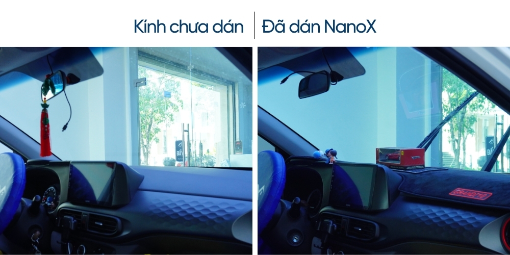 Hình ảnh dán phim cách nhiệt kính lái thực tế tại AMC