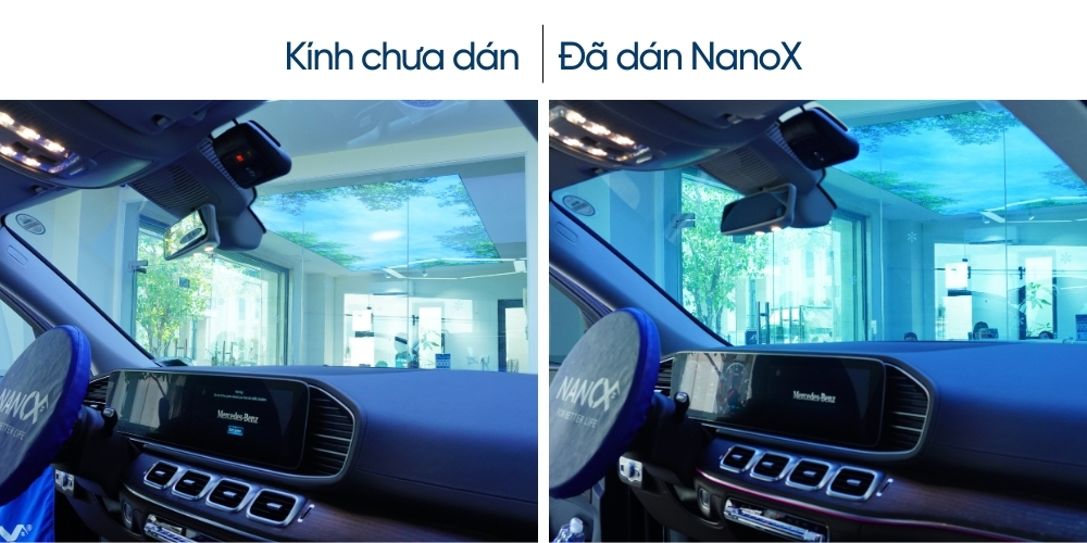 Hình ảnh dán phim cách nhiệt kính lái thực tế tại AMC