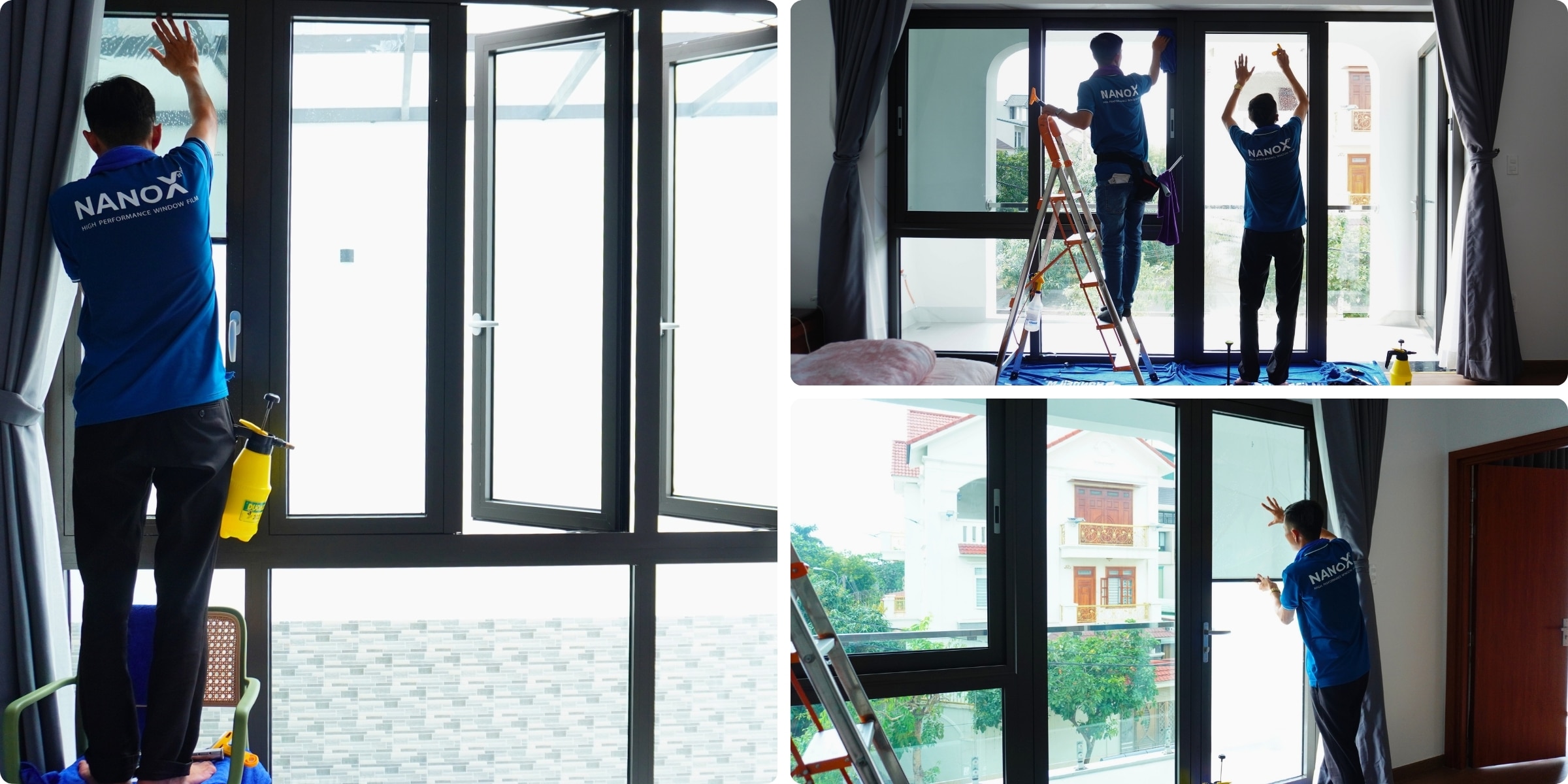 Khách hàng dán phim cách nhiệt AMC A30 tại biệt thự phường Thới An