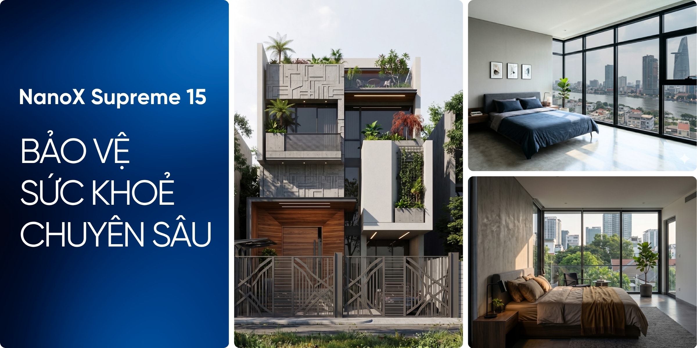 Với độ xuyên sáng 15%, AMC Supreme 15 phù hợp với các công trình nhà phố, căn hộ
