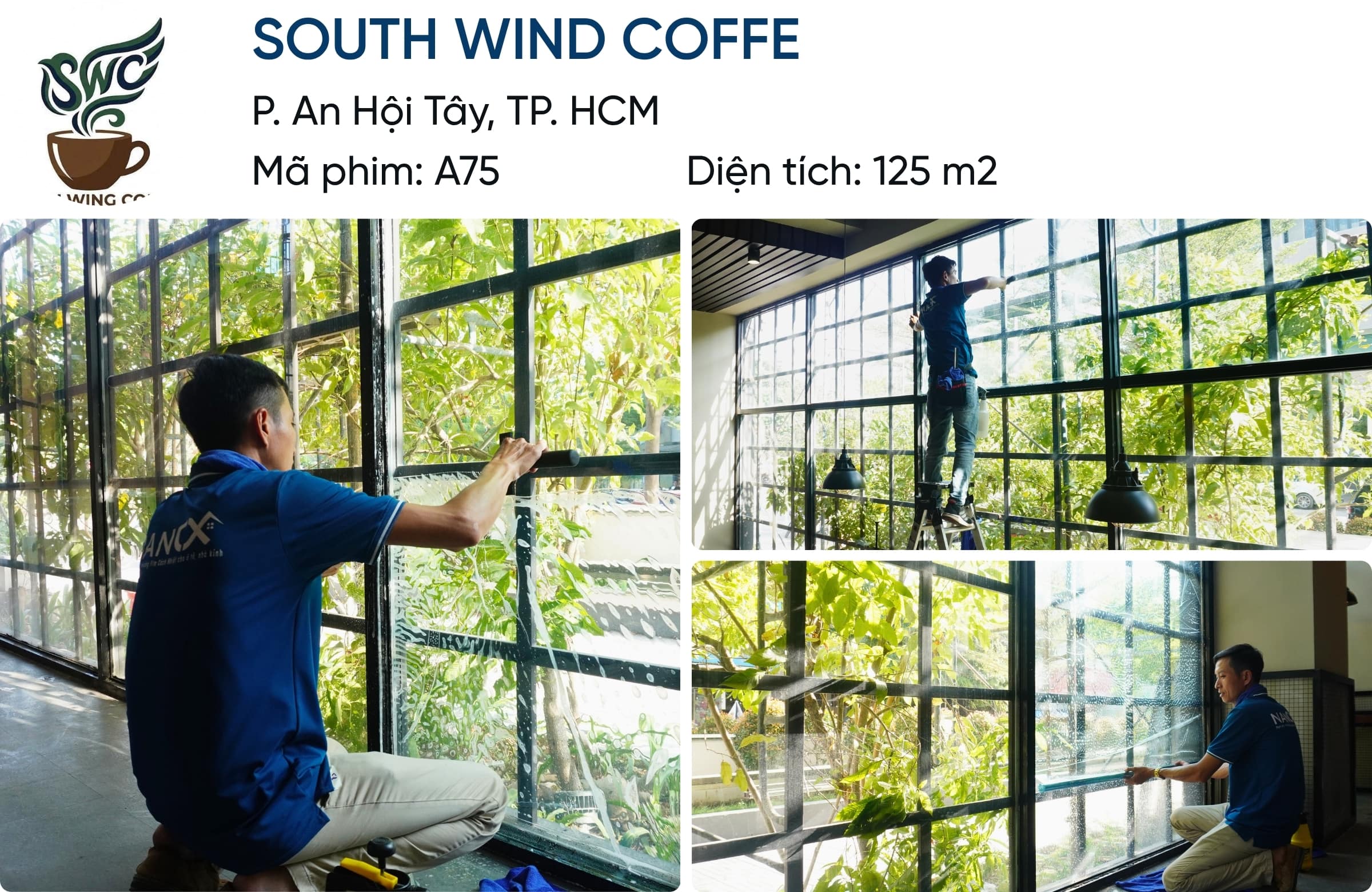 Khách hàng dán phim cách nhiệt AMC A75 tại cafe Affa