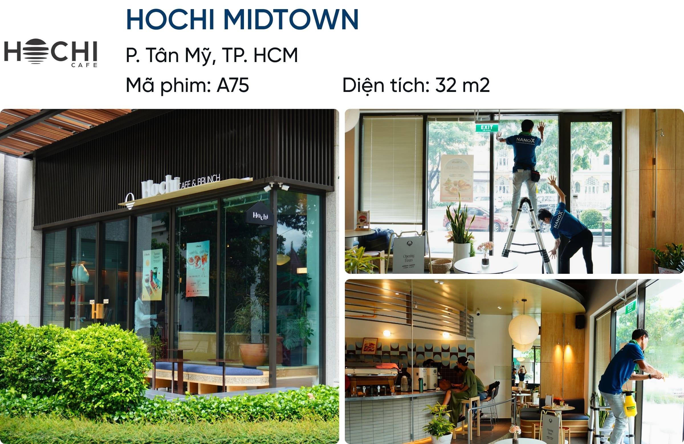 Khách hàng dán phim cách nhiệt AMC A75 tại cafe Hochi