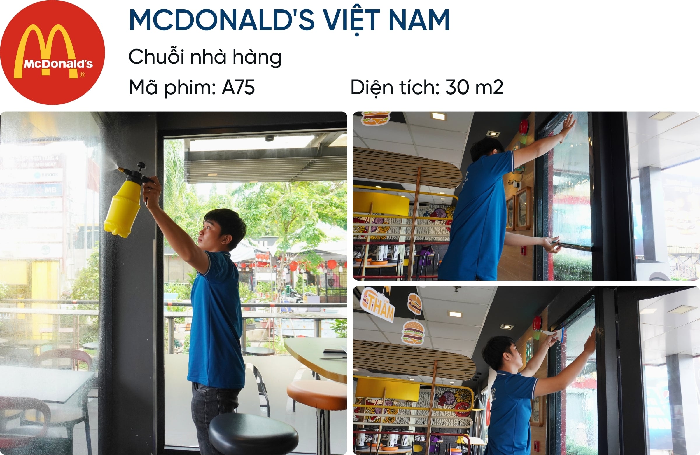 Khách hàng dán phim cách nhiệt AMC A75 tại McDonald'S Việt Nam