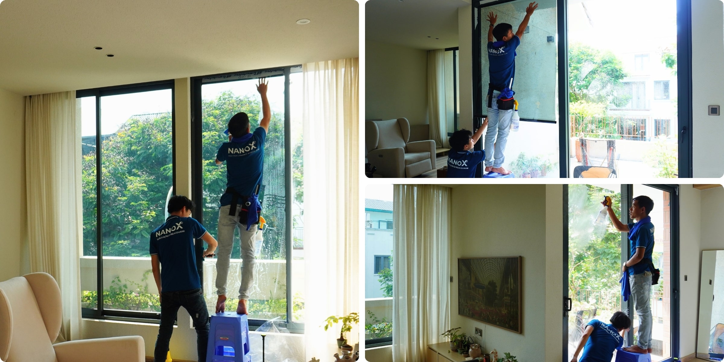 Khách hàng dán phim cách nhiệt AMC B15 tại nhà phố KDC Phú Hữu