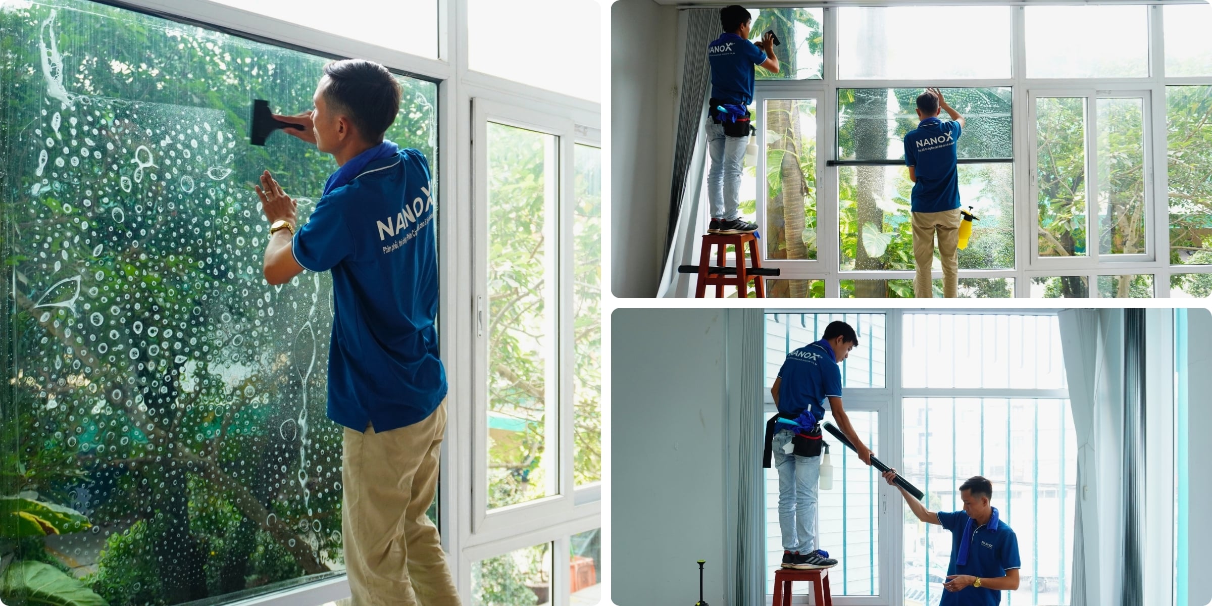 Khách hàng dán phim cách nhiệt AMC B15 tại văn phòng công ty An Bình